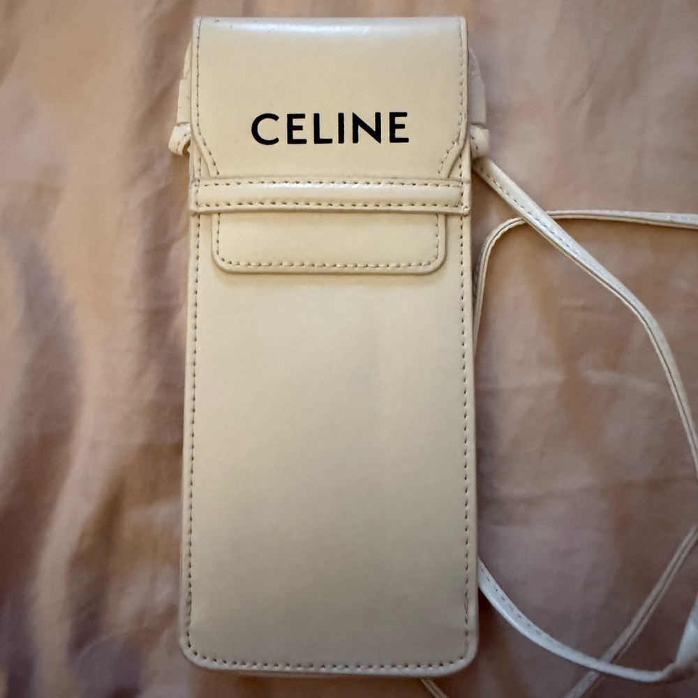 **SOLD**Celine white Phone Case with Strap**SOLD**